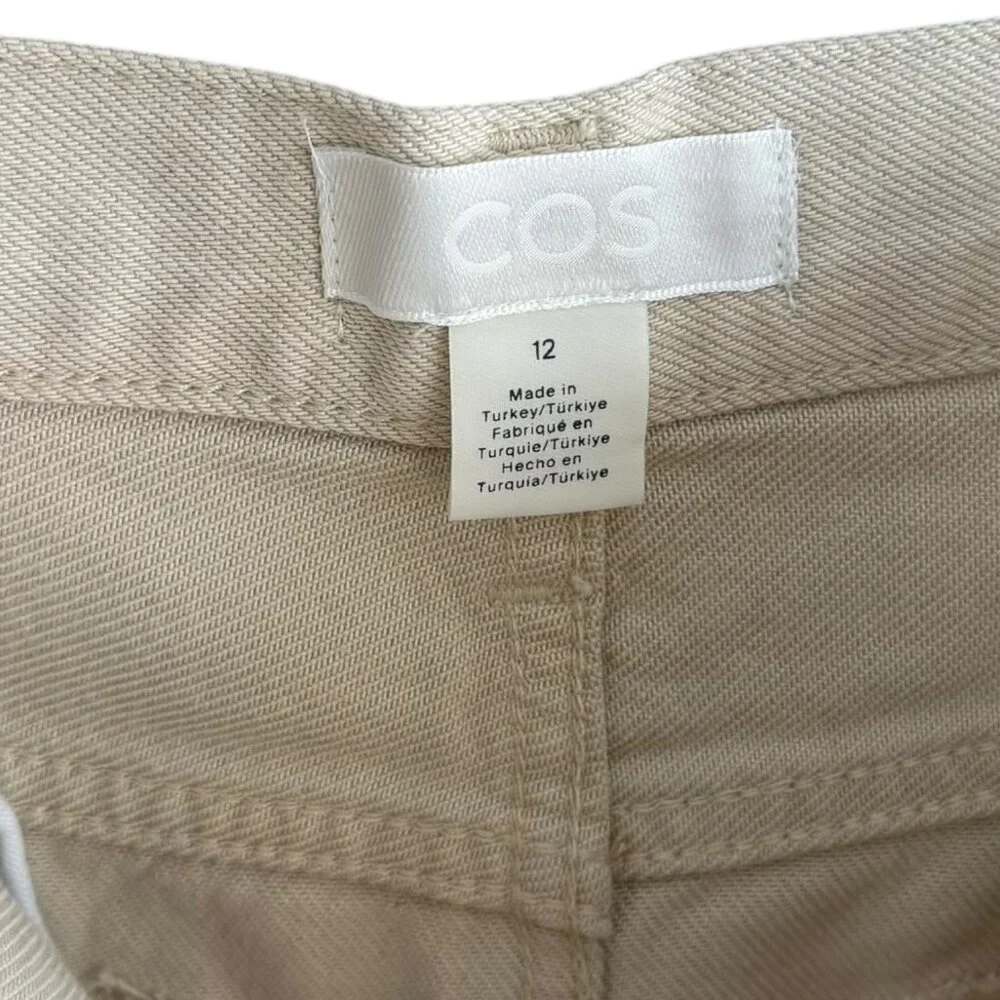 COS Denim Slit Midi Skirt Minimalist Clean Girl Americana Cream Size‎ 12